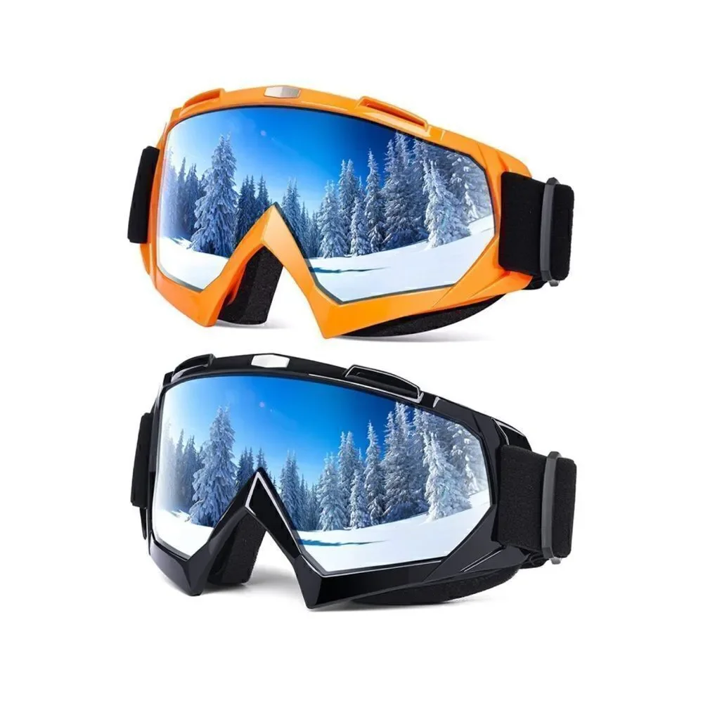 Black and Orange Ski Goggles Unisex 2 pairs